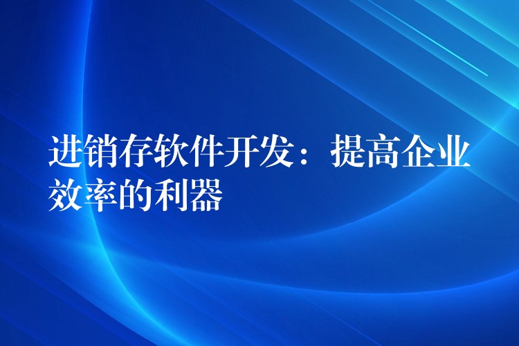 进销存软件开发：提高企业效率的利器