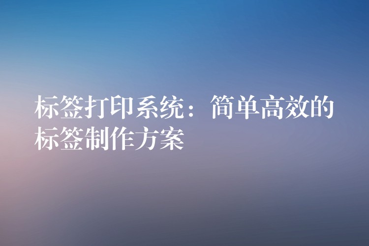 标签打印系统：简单高效的标签制作方案