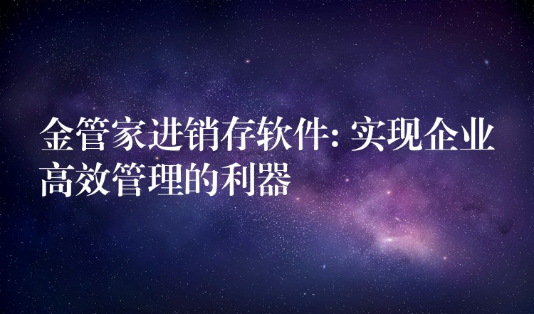 金管家进销存软件: 实现企业高效管理的利器