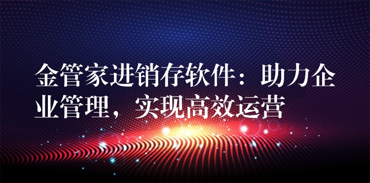 金管家进销存软件：助力企业管理，实现高效运营