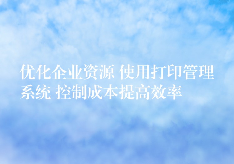 优化企业资源 使用打印管理系统 控制成本提高效率