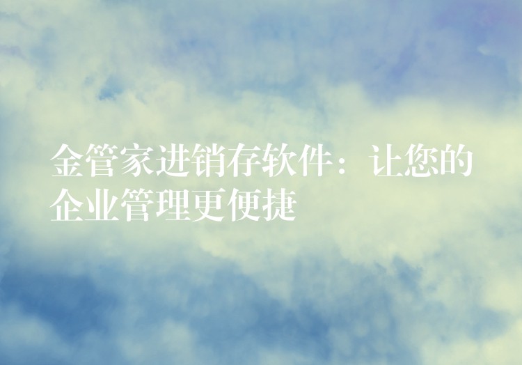 金管家进销存软件：让您的企业管理更便捷