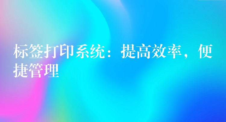 标签打印系统：提高效率，便捷管理