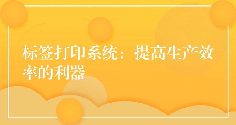 标签打印系统：提高生产效率的利器