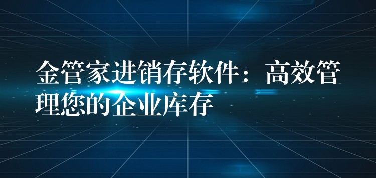 金管家进销存软件：高效管理您的企业库存